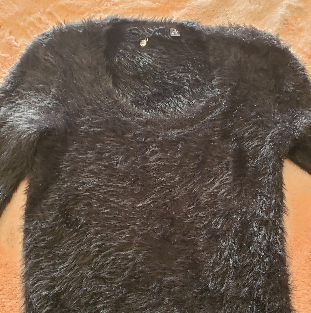 Knitted & Knotted black faux-fur sweater